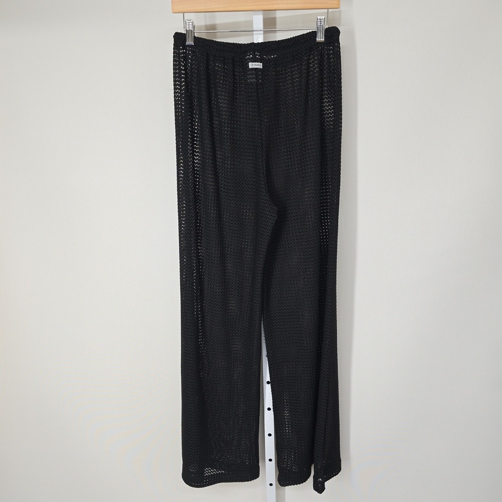 Hurley Womens Black Crochet Mesh Wide Leg Swim Cover Up Pants XL XXL 1897344 - Picture 2 of 5